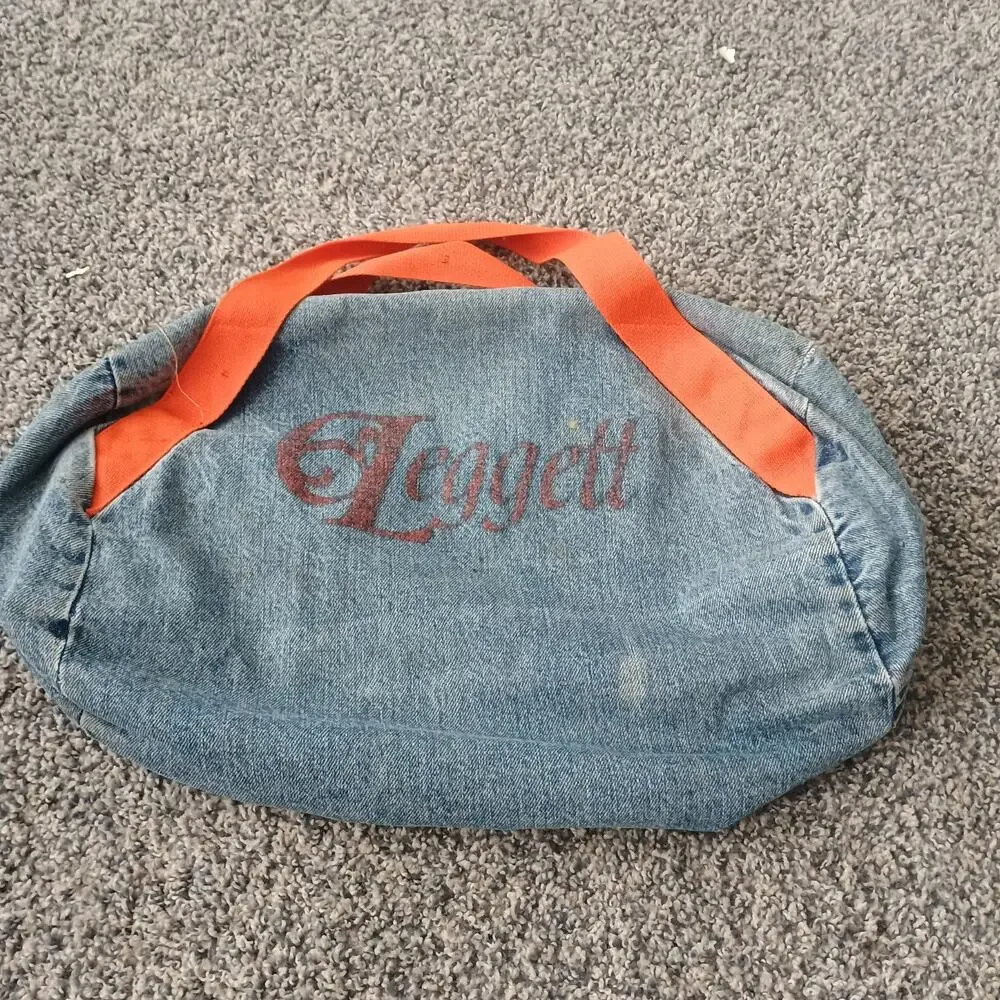Lee Jeans Leggett Vintage 70s 80s Faded Denim Small Gym Duffle Bag Distressed